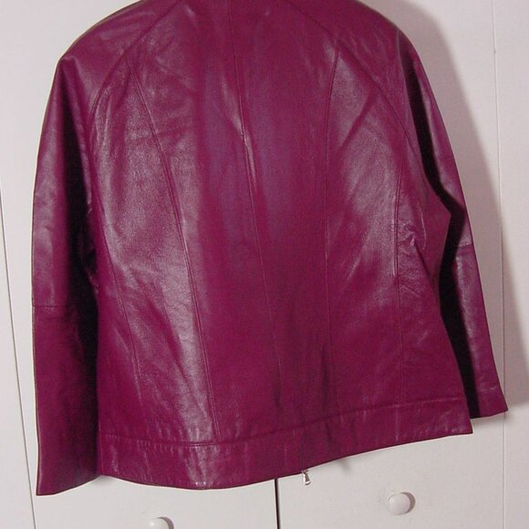 Vtg JL Studio For Jessica London Maroon Red Women's Cafe Racer Jacket Sz 18W - Picture 10 of 10